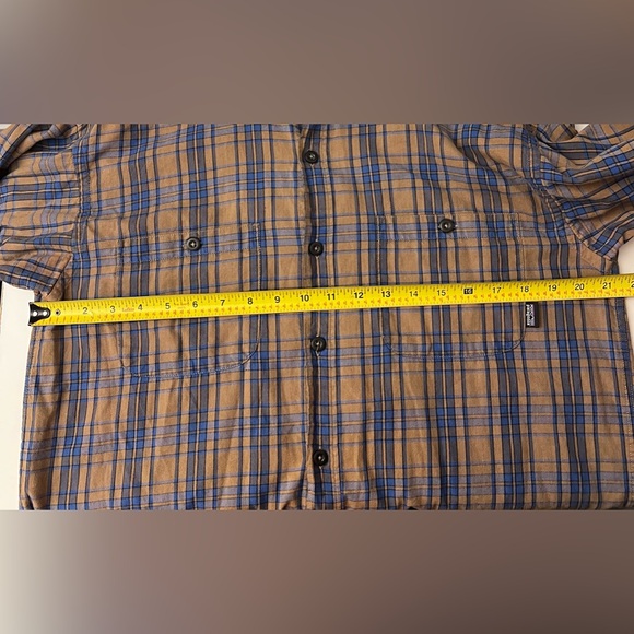 Patagonia button up Shirt Mens Brown Blue Plaid Long Sleeve Organic Cotton M - Picture 5 of 6